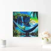 Horloge Carrée Alien Hammock sur Beach Vacances (Maison)