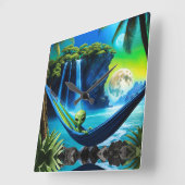 Horloge Carrée Alien Hammock sur Beach Vacances (Angle)