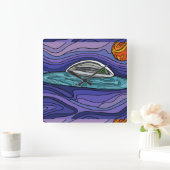 Horloge Carrée Alien UFO de vaisseau spatial paranormal UAP (Maison)