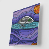 Horloge Carrée Alien UFO de vaisseau spatial paranormal UAP (Angle)