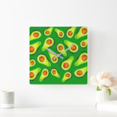 Horloge Carrée Alimentation de fruits de santé vert Avocado (Maison)