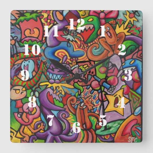 Horloge Carrée All The Noise By Squid Fear City (Recto)