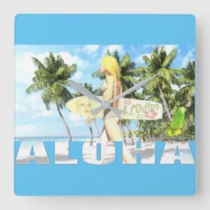 Horloge Carrée Aloha 01