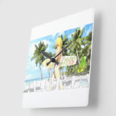 Horloge Carrée Aloha 01 (Angle)