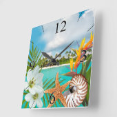 Horloge Carrée Aloha Beach (Angle)