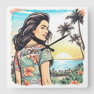 Horloge Carrée Aloha Girl