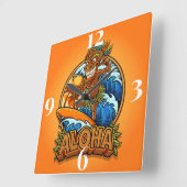 Horloge Carrée Aloha Tiki (Angle)