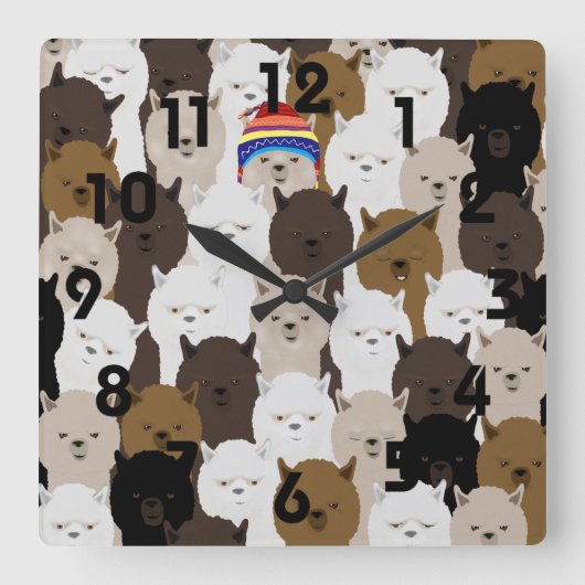 Horloge Carrée Alpacas Wall Clock (Recto)