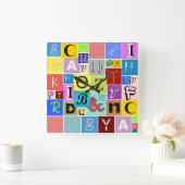 Horloge Carrée Alphabet (Maison)