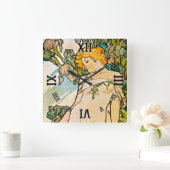 Horloge Carrée Alphonse Mucha - Iris WB (Maison)