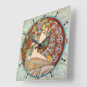 Horloge Carrée Alphonse Mucha Ivy (Angle)