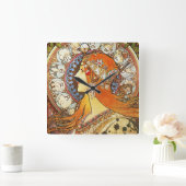 Horloge Carrée Alphonse Mucha La Plume Zodiac Art Nouveau Vintage (Maison)