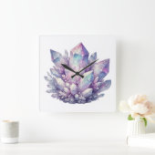 Horloge Carrée amas de quartz pastel (Maison)
