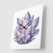 Horloge Carrée amas de quartz pastel (Angle)