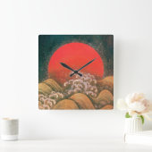Horloge Carrée AMATERASU, SOLEIL GODDESS rouge brun noir (Maison)