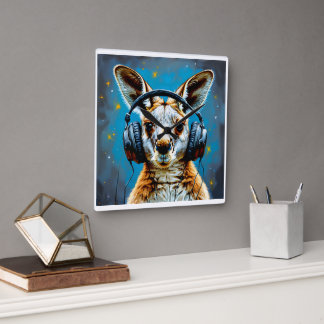 Horloge Carrée Amateur de musique kangourou