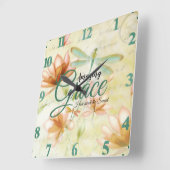 Horloge Carrée Amazing Grace Fleurs et libellule   (Angle)