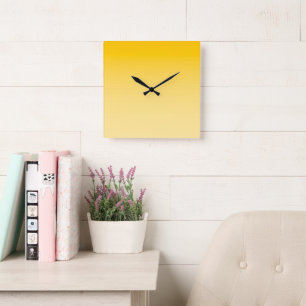 Horloge Carrée AMBIANCE PRINTEMPS – Jaune Pastel clair à profon