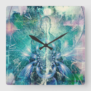 Horloge Carrée Âme ou aura et code binaire