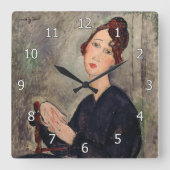 Horloge Carrée Amedeo Modigliani - Portrait de Dedie Hayden (Recto)