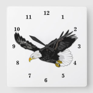 Horloge Carrée American Bald Eagle Flying wall Clock - Painting