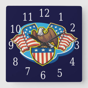 Horloge Carrée American Eagle Square Clock