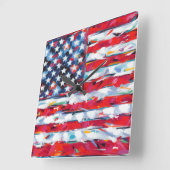 Horloge Carrée American Flag (Angle)