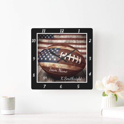 Horloge Carrée American Flag Football (Maison)