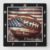 Horloge Carrée American Flag Football (Recto)