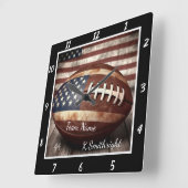 Horloge Carrée American Flag Football (Angle)