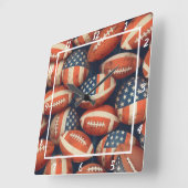 Horloge Carrée American Flag Football Wall (Angle)