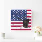 Horloge Carrée American Flag with Eagle Clock (Maison)