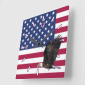 Horloge Carrée American Flag with Eagle Clock (Angle)