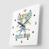 Horloge Carrée Amérindiens Kokopelli - Dansez votre vie 2 (Angle)