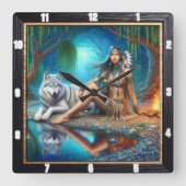 Horloge Carrée Amérindiens : Whispers of the Willow (Recto)