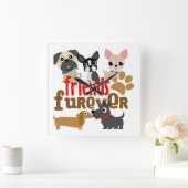 Horloge Carrée Amis Chiens Furever Chiens Chiens Chiens Chiens Ch (Maison)