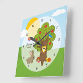 Horloge Carrée Amis de la forêt (Angle)