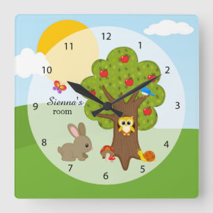 Horloge Carrée Amis de la forêt