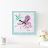 Horloge Carrée Amis de sirène V (Maison)