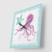 Horloge Carrée Amis de sirène V (Angle)