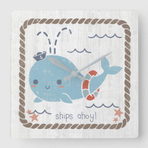 Horloge Carrée Amis nautiques - Baleine