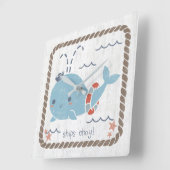 Horloge Carrée Amis nautiques - Baleine (Angle)