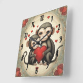 Horloge Carrée Amour de singe (Angle)