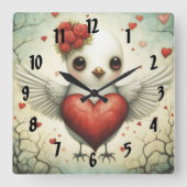 Horloge Carrée Amour des oiseaux 2 (Recto)
