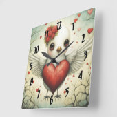 Horloge Carrée Amour des oiseaux 2 (Angle)