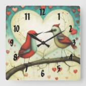 Horloge Carrée Amour d'oiseau 1 (Recto)