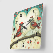 Horloge Carrée Amour d'oiseau 1 (Angle)