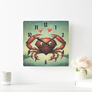 Horloge Carrée Amour du crabe