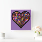 Horloge Carrée Amour Emoji Customisé (Maison)