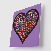 Horloge Carrée Amour Emoji Customisé (Angle)